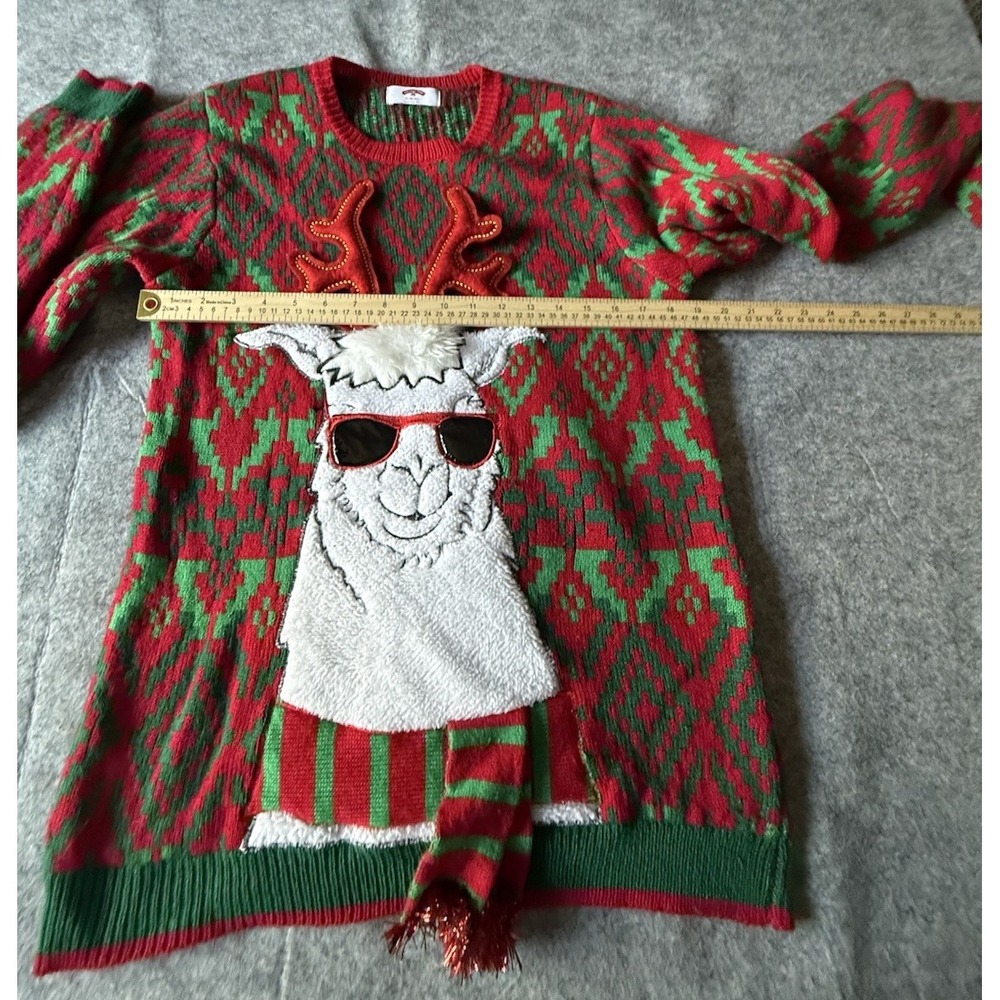 Christmas  Sweater UNISEX "No Drama  CHRISTMAS LAMA"  Med Double Sided Fun‎